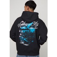 Schwarzer Oversize Hoodie mit Samurai City Japan Print - XS, Schwarz Schwarzer Oversize Hoodie mit Samurai City Japan Print - XS, Schwarz von boohooman