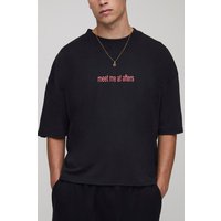 Black Oversized Shrunken Boxy Meet Me At Afters Acid Wash Printed T-Shirt - Schwarz - S, Schwarz Black Oversized Shrunken Boxy Meet Me At Afters Acid Wash Printed T-Shirt - Schwarz - S, Schwarz von boohooman