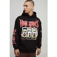 Schwarzer Oversize Hoodie mit Münz-Print - XS, Schwarz von boohooman