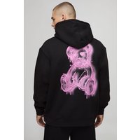 Schwarzer Oversize Hoodie mit Spray-On Teddy Print - XS, Schwarz Schwarzer Oversize Hoodie mit Spray-On Teddy Print - XS, Schwarz von boohooman