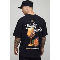 Schwarzes Oversize T-Shirt mit Spray-Print - XS, Schwarz Schwarzes Oversize T-Shirt mit Spray-Print - XS, Schwarz von boohooman