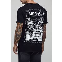 Schwarzes T-Shirt mit Monaco-Print - XS, Schwarz von boohooman