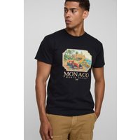 Schwarzes T-Shirt mit Monaco-Print - XS, Schwarz Schwarzes T-Shirt mit Monaco-Print - XS, Schwarz von boohooman