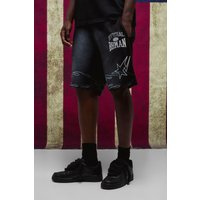 Lockere mittellange Sternen-Shorts - Schwarz - XS, Schwarz von boohooman