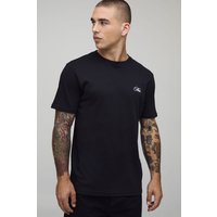 Schwarzes Slim-Fit T-Shirt mit Man-Schriftzug - XS, Schwarz Schwarzes Slim-Fit T-Shirt mit Man-Schriftzug - XS, Schwarz von boohooman
