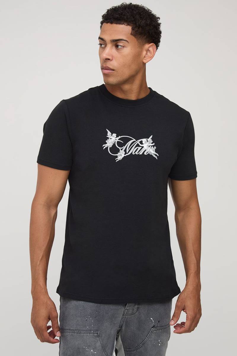 Schwarzes Slim-Fit Man T-Shirt - XS, Schwarz Schwarzes Slim-Fit Man T-Shirt - XS, Schwarz von boohooman