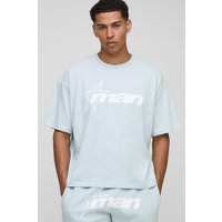 Blue Oversized Boxy M Star T-Shirt - Blau - M, Blau von boohooman