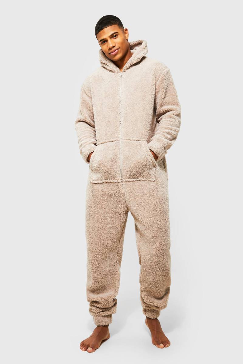 Borg-Onesie - Braun - XXL, Braun von boohooman