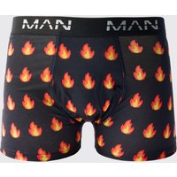 Boxershorts mit Flammen-Print - Schwarz - XS, Schwarz Boxershorts mit Flammen-Print - Schwarz - XS, Schwarz von boohooman