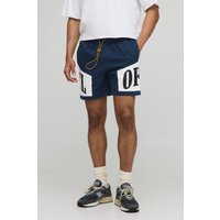 Boxershorts mit Print und elastischem Bund - Blau - XS, Blau von boohooman