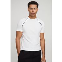 Kastiges T-Shirt mit Kontrast-Paspeln - Weiß - XS, Weiß von boohooman