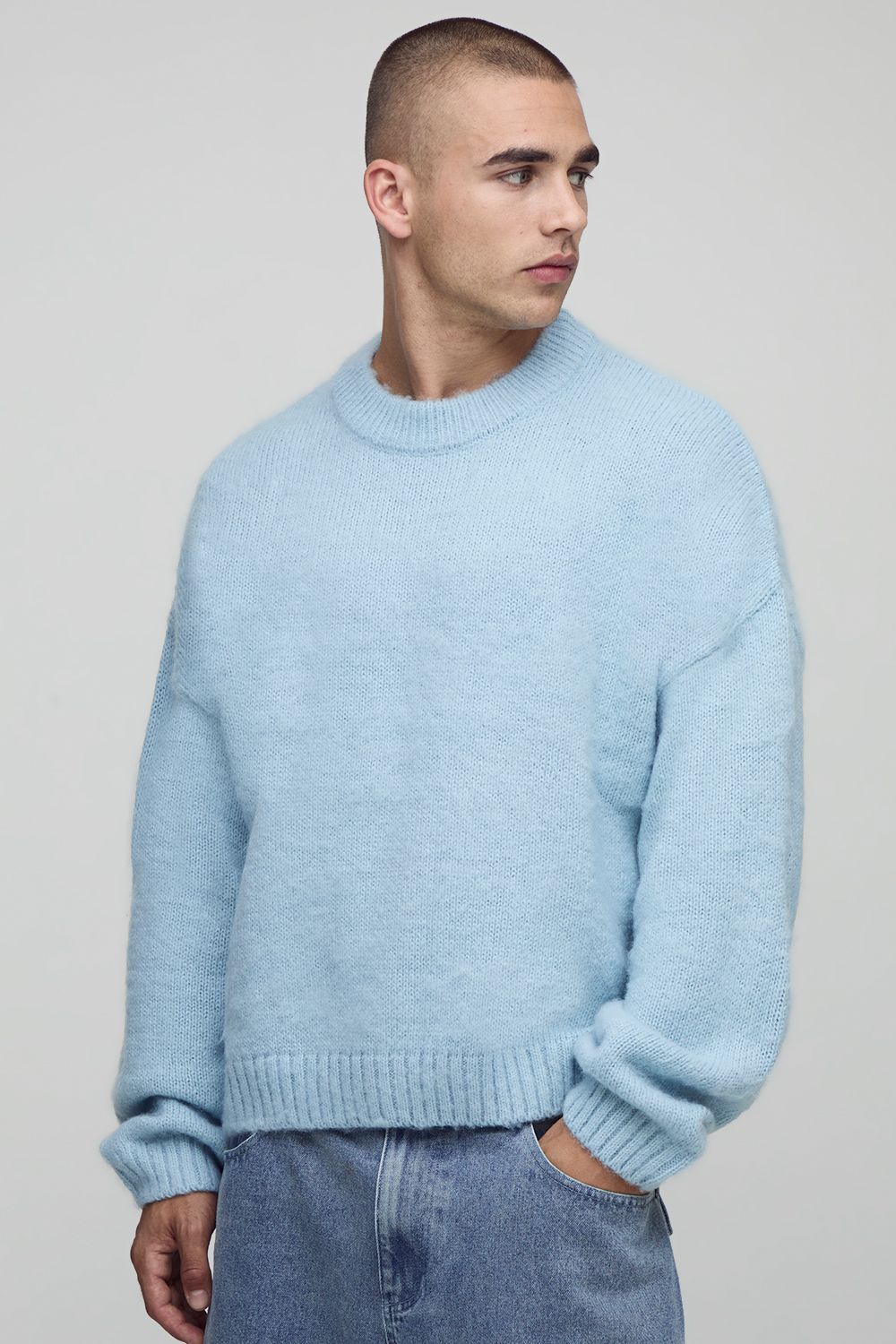 Kastiger Strickpullover - Blau - XS, Blau Kastiger Strickpullover - Blau - XS, Blau von boohooman