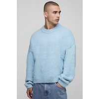 Kastiger Strickpullover - Blau - XS, Blau von boohooman
