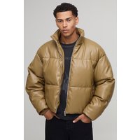 Kastige PU-Jacke - Beige - XS, Beige Kastige PU-Jacke - Beige - XS, Beige von boohooman