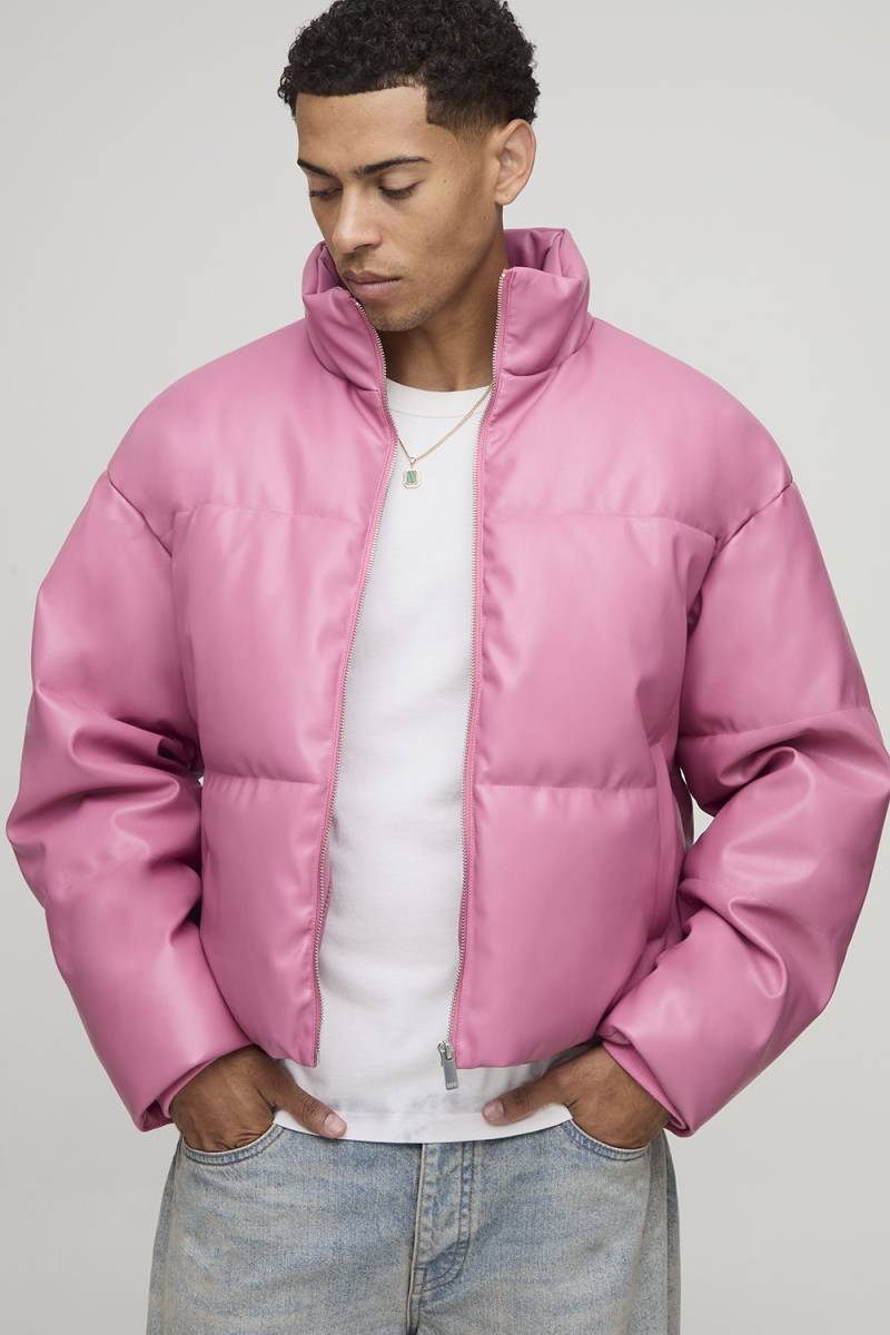 Kastige PU-Jacke - Rosa - XS, Rosa Kastige PU-Jacke - Rosa - XS, Rosa von boohooman