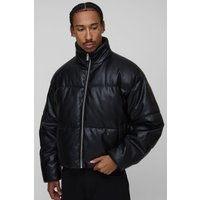 Kastige PU-Jacke - Schwarz - XL, Schwarz von boohooman
