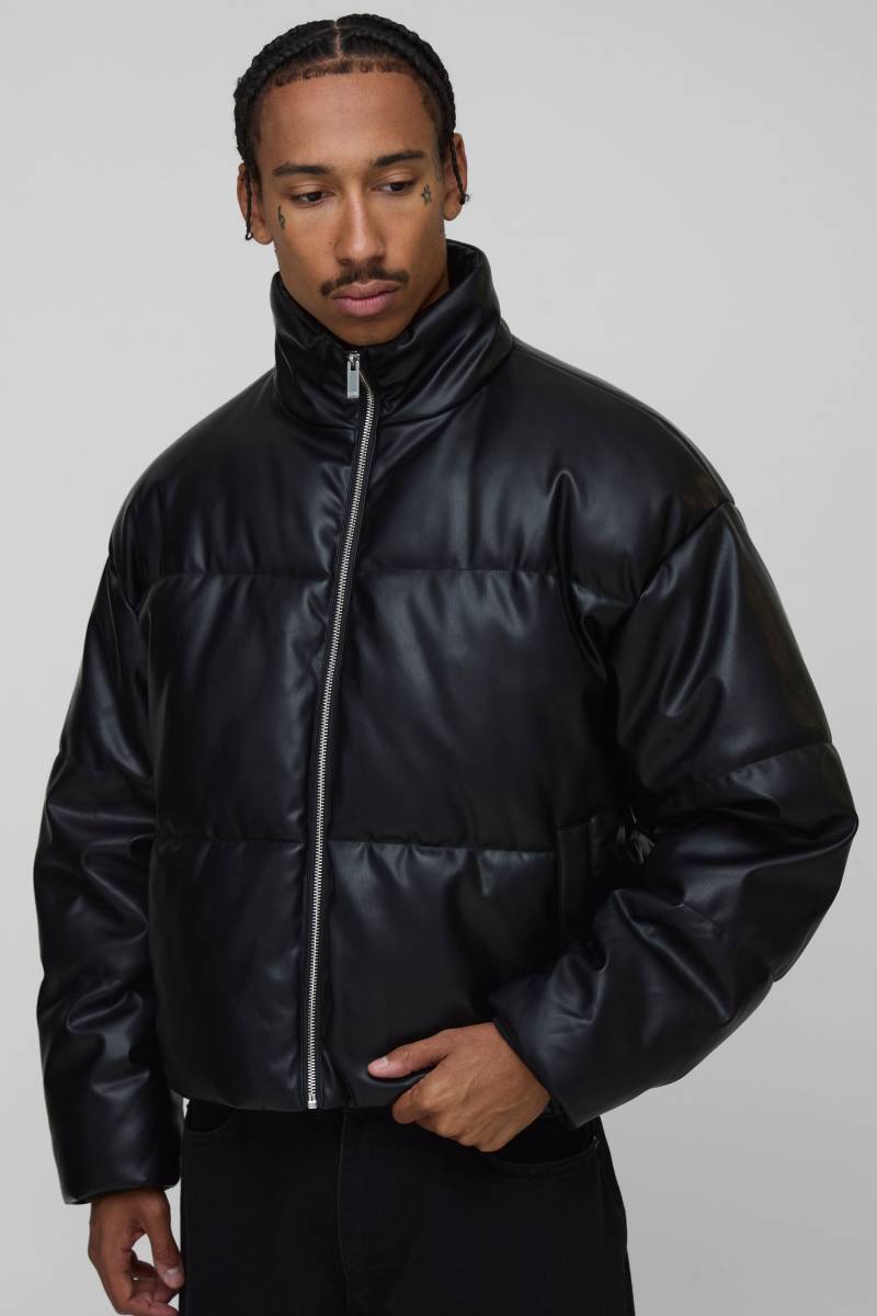 Kastige PU-Jacke - Schwarz - XS, Schwarz Kastige PU-Jacke - Schwarz - XS, Schwarz von boohooman