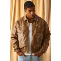 Verzierte PU Western-Jacke - Beige - XS, Beige Verzierte PU Western-Jacke - Beige - XS, Beige von boohooman