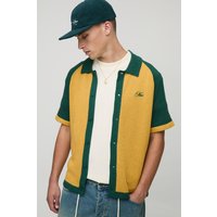 Kastiges besticktes Raglan Colorblock Hemd - Gelb - XS, Gelb von boohooman