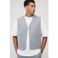 Kastige Melton Weste - Grau - XS, Grau Kastige Melton Weste - Grau - XS, Grau von boohooman