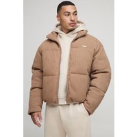 Kastige strukturierte Steppjacke mit Trichterkragen - Beige - XS, Beige Kastige strukturierte Steppjacke mit Trichterkragen - Beige - XS, Beige von boohooman