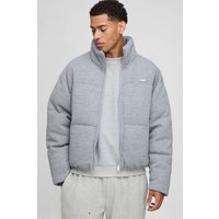 Kastige strukturierte Steppjacke mit Trichterkragen - Grau - L, Grau von boohooman