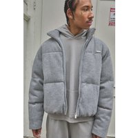 Kastige strukturierte Steppjacke mit Trichterkragen - Grau - M, Grau von boohooman