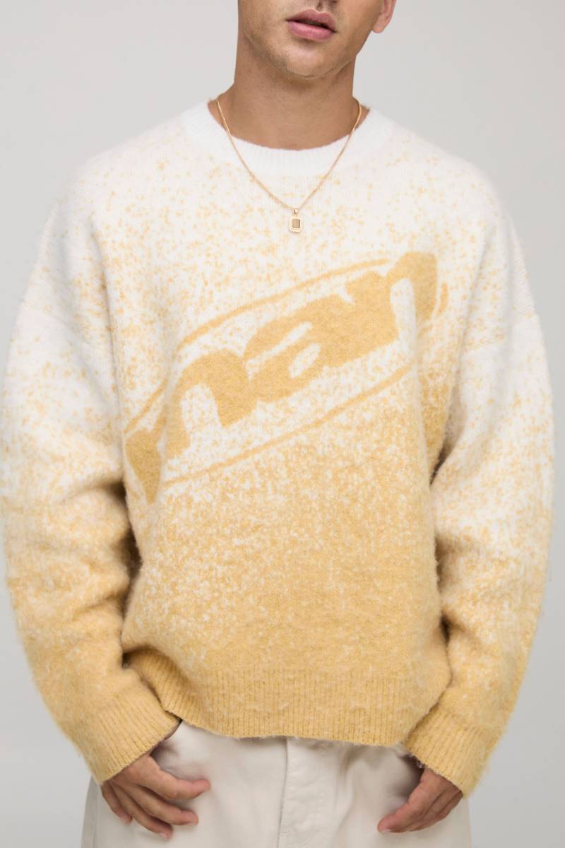 Boxy Fit Ombre Fluffy Knitted Jumper - Gelb - XL, Gelb von boohooman