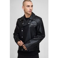 Kastige PU-Bikerjacke - Schwarz - L, Schwarz Kastige PU-Bikerjacke - Schwarz - L, Schwarz von boohooman