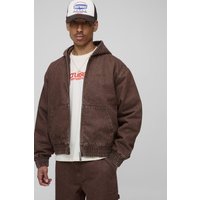 Kastiger Twill-Hoodie - Braun - M, Braun von boohooman