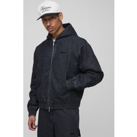Kastiger Twill-Hoodie - Schwarz - S, Schwarz von boohooman