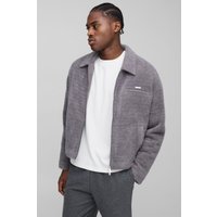 Kastige strukturierte Harrington-Jacke - Grau - XS, Grau Kastige strukturierte Harrington-Jacke - Grau - XS, Grau von boohooman