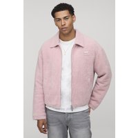 Kastige strukturierte Harrington-Jacke - Rosa - XS, Rosa Kastige strukturierte Harrington-Jacke - Rosa - XS, Rosa von boohooman
