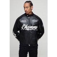 Kastige PU Homme Moto-Jacke - Schwarz - XS, Schwarz Kastige PU Homme Moto-Jacke - Schwarz - XS, Schwarz von boohooman