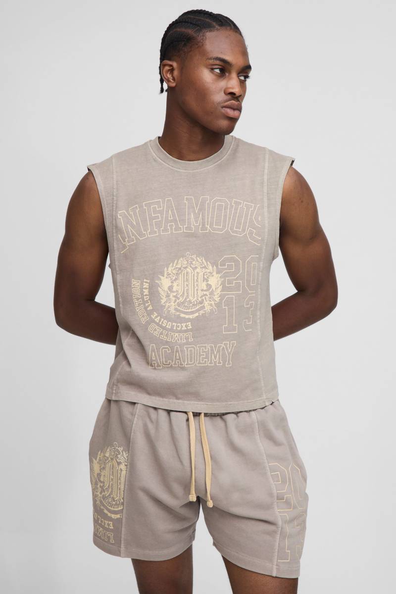 Kastiges T-Shirt & Shorts - Khaki - L, Khaki von boohooman