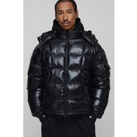 Kastige schwarze Steppjacke mit Kapuze - XS, Schwarz Kastige schwarze Steppjacke mit Kapuze - XS, Schwarz von boohooman
