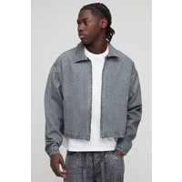 Boxy Rhinestone Denim Jacket - Grau - M, Grau von boohooman