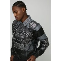 Kastige Worldwide-Jacke mit PU-Aufnäher - Schwarz - L, Schwarz von boohooman