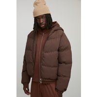 Braune Man Steppjacke mit Kapuze - XS, Braun von boohooman