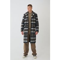 Brauner karierter Mantel - L, Braun von boohooman