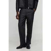 Breite Passform matte beschichtete Bouclee-Hose - Schwarz - 34, Schwarz von boohooman