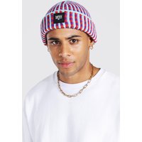 Bunte Micro-Beanie mit Man-Etikett - Lila - ONE SIZE, Lila von boohooman