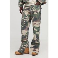 Camouflage Jeans mit geradem Bein und abnehmbarem Detail - Khaki - 36R, Khaki von boohooman