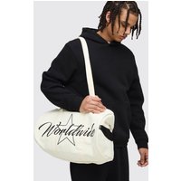 Canvas Rucksack mit Print - Schwarz - ONE SIZE, Schwarz von boohooman