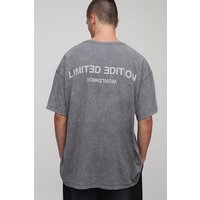 Charcoal Oversized Limited Edition Text Washed Printed T-Shirt - Grau - M, Grau von boohooman