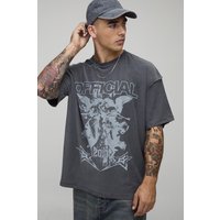 Charcoal Oversized Official Gothic Exposed Seams Washed Distressed Graphic T-Shirt - washed charcoal - M, washed charcoal Charcoal Oversized Official Gothic Exposed Seams Washed Distressed Graphic T-Shirt - washed charcoal - M, washed charcoal von boohooman