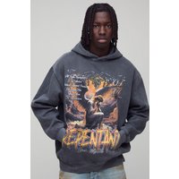Oversize Hoodie mit Repentant Print - Grau - S, Grau Oversize Hoodie mit Repentant Print - Grau - S, Grau von boohooman