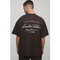 Kastiges Oversize T-Shirt mit Limited Edition Stickerei - Braun - M, Braun von boohooman
