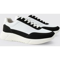 Man Sneaker mit klobigem PU- & Wildleder-Einsatz - Weiß - 44, Weiß Man Sneaker mit klobigem PU- & Wildleder-Einsatz - Weiß - 44, Weiß von boohooman