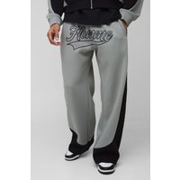 Colorblock Jogginghose mit weitem Bein und Homme Print von boohooman